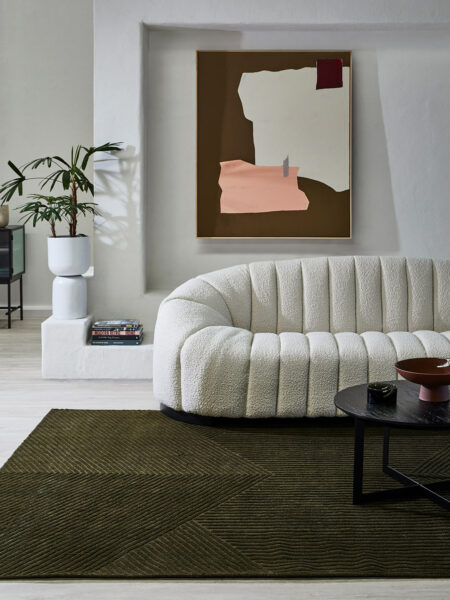 Elm Rug in Olive by The Rug Collection insitu