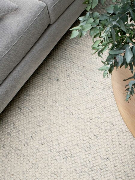 Hunter Rug is a handmade flatweave in ice ivory colour
