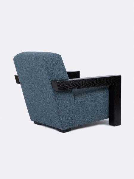 Archer Chair Marine blue and black oak arm The Rug Collection back angle