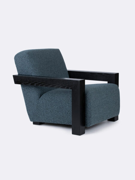 Archer Chair Marine blue and black oak arm The Rug Collection side angle