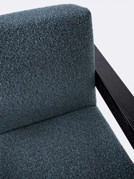 Archer Chair Marine blue and black oak arm The Rug Collection boucle upholstery