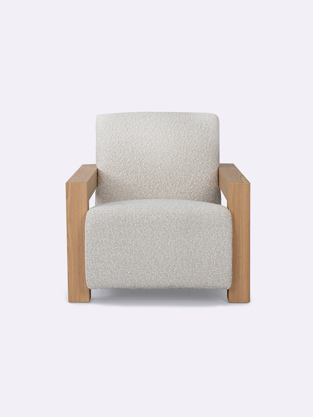 Archer Chair Pearl beige and natural oak arm Tallira Furniture The Rug Collection front