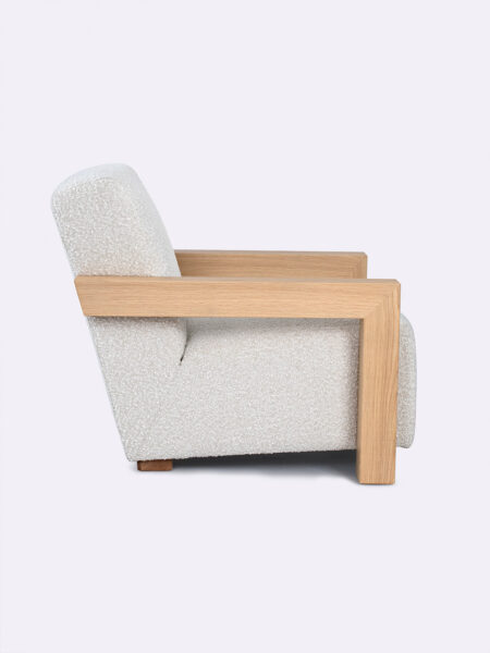 Archer Chair Pearl beige and natural oak arm Tallira Furniture The Rug Collection side profile