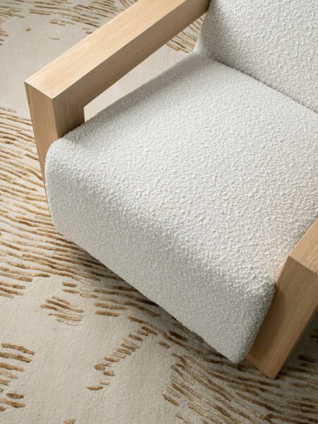 Archer Chair Pearl beige and natural oak arm Tallira Furniture The Rug Collection detail insitu