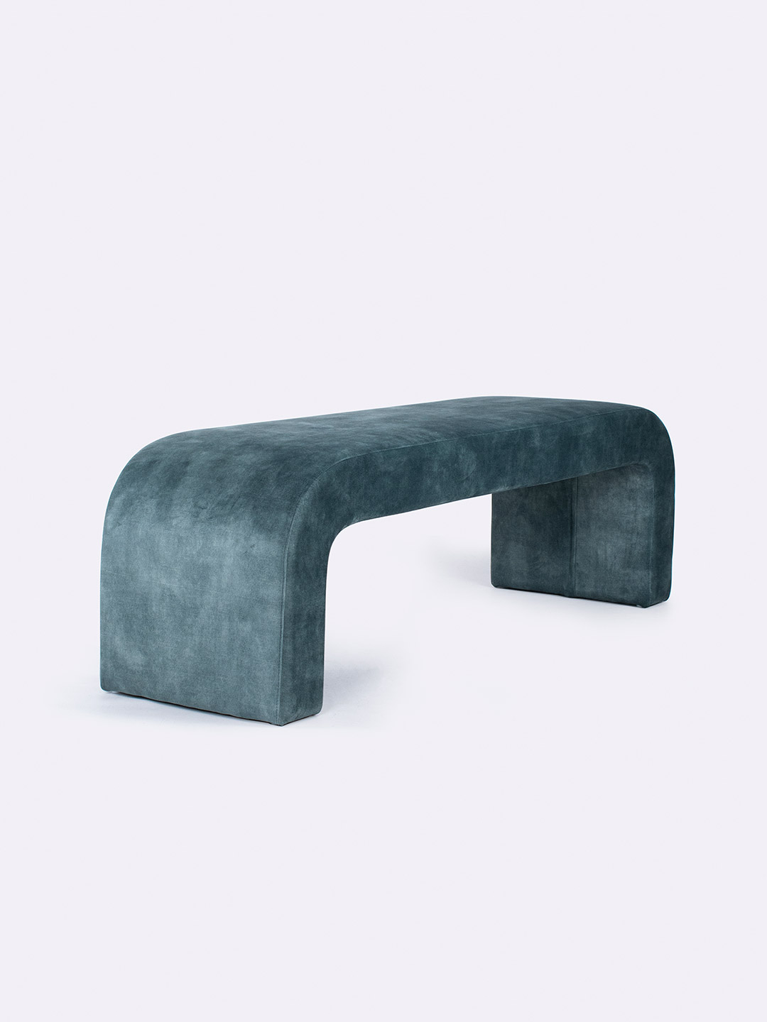 Stevie Bench Seat Tallira Furniture in Marine Blue Velvet side angle
