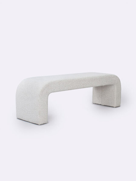 Stevie Bench Seat Tallira Furniture in Ivory Boucle side angle