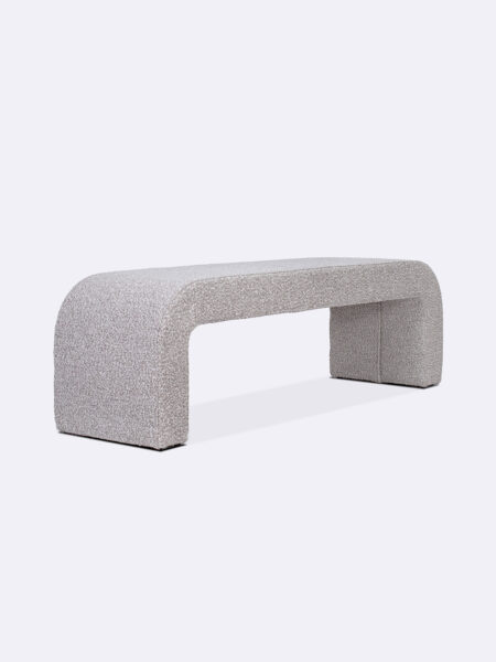 Stevie Bench Stone Boucle Grey Tallira Furniture The Rug Collection Angle