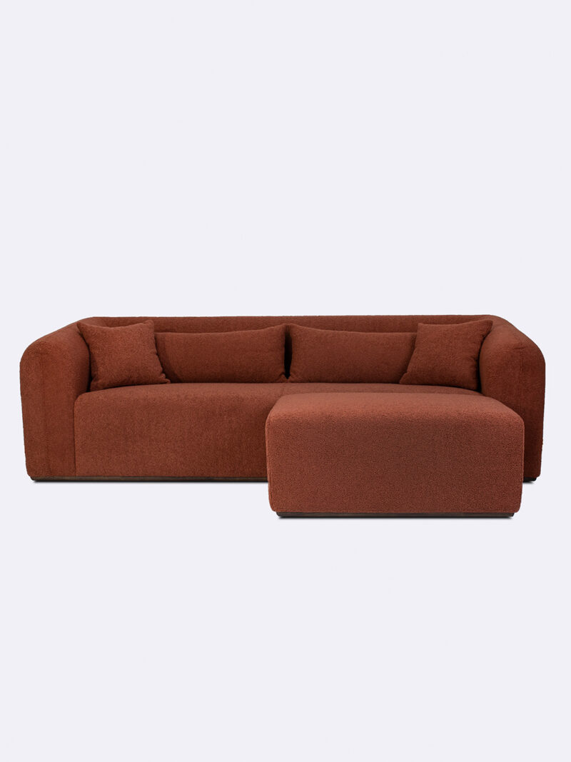 mitchell sofa and ottoman in ember
