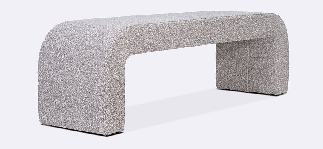 Stevie Bench in Stone Boucle