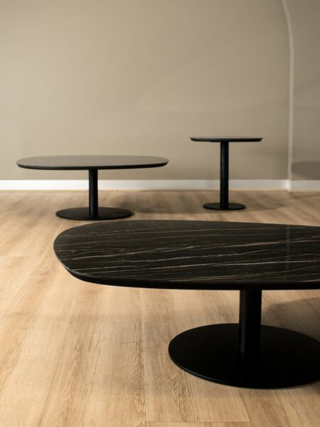 Tuscany Table Insitu Noir Black and Brown Marble set