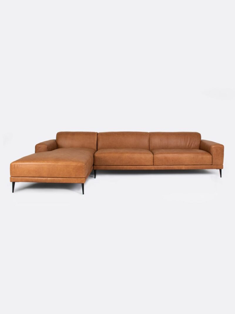 Louis Sofa Saddle Classic Chaise Left Brown Leather Tallira Furniture