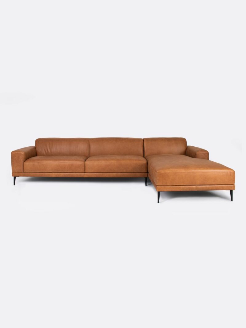 Louis Sofa Saddle Classic Chaise Right Brown Leather Tallira Furniture