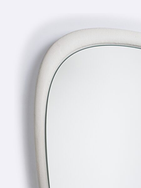 Gusa Mirror Oval Edge Detail Salt Mirror White, for indoor/outdoor use by Muundo
