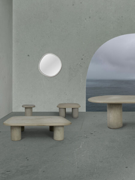 Gusa Mirror Round Insitu green furniture white mirror, for indoor/outdoor use by Muundo