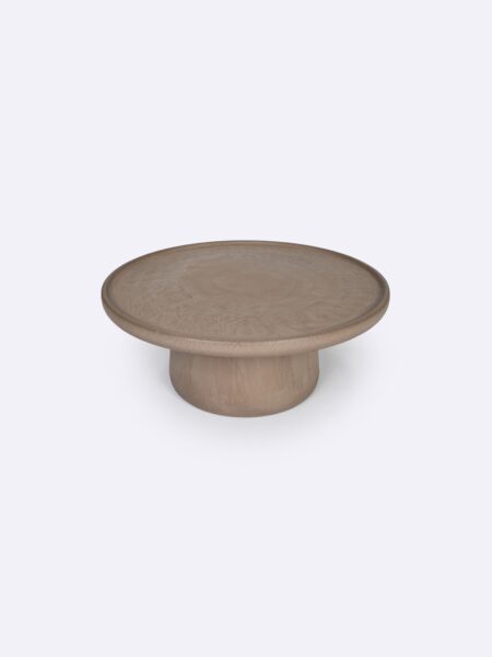 Maana Round Coffee Table Top Angle Earth Brown, for indoor/outdoor use by Muundo
