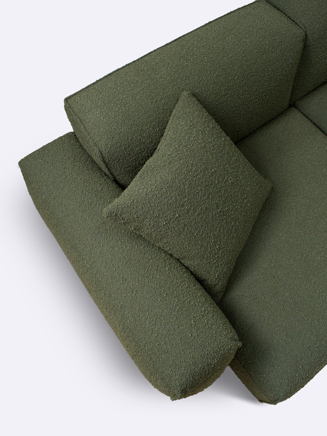 Evie Sofa Boucle Olive Arm Detail Green Tallira Furniture By The Rug Collection