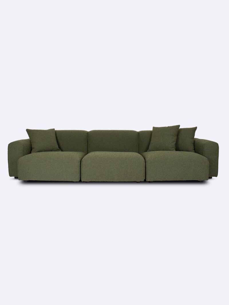 Evie Sofa Boucle Olive Hero Cushion Green Tallira Furniture By The Rug Collection