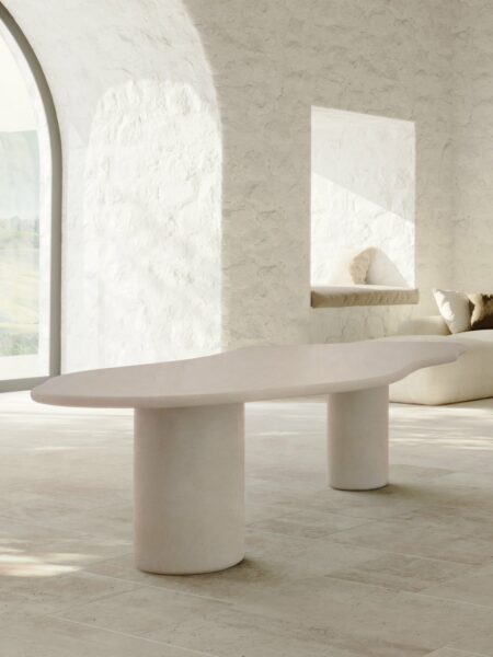Laini Dining Table Stone Insitu Beige Tallira Furniture, for indoor/outdoor use by Muundo