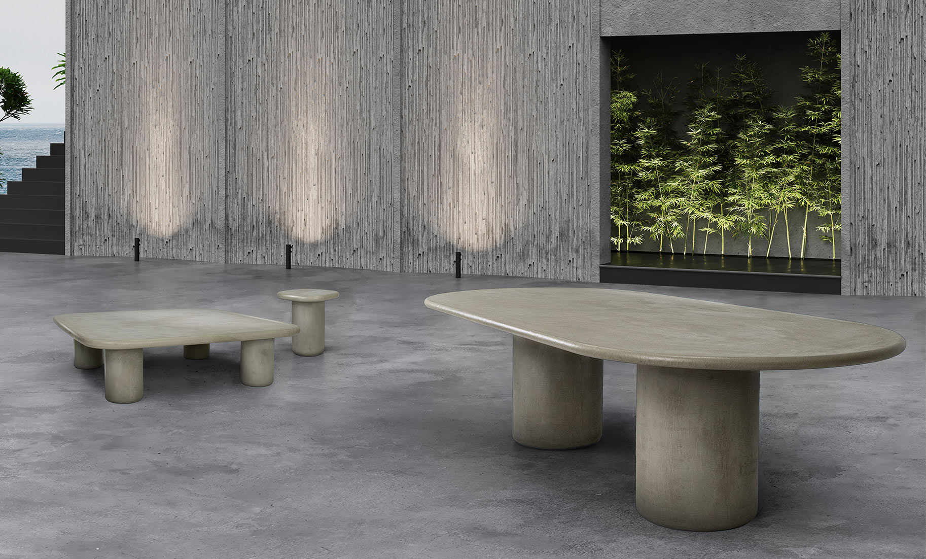 Muundo table collection inspired by nature with Haaki Collection dining table and coffee tables