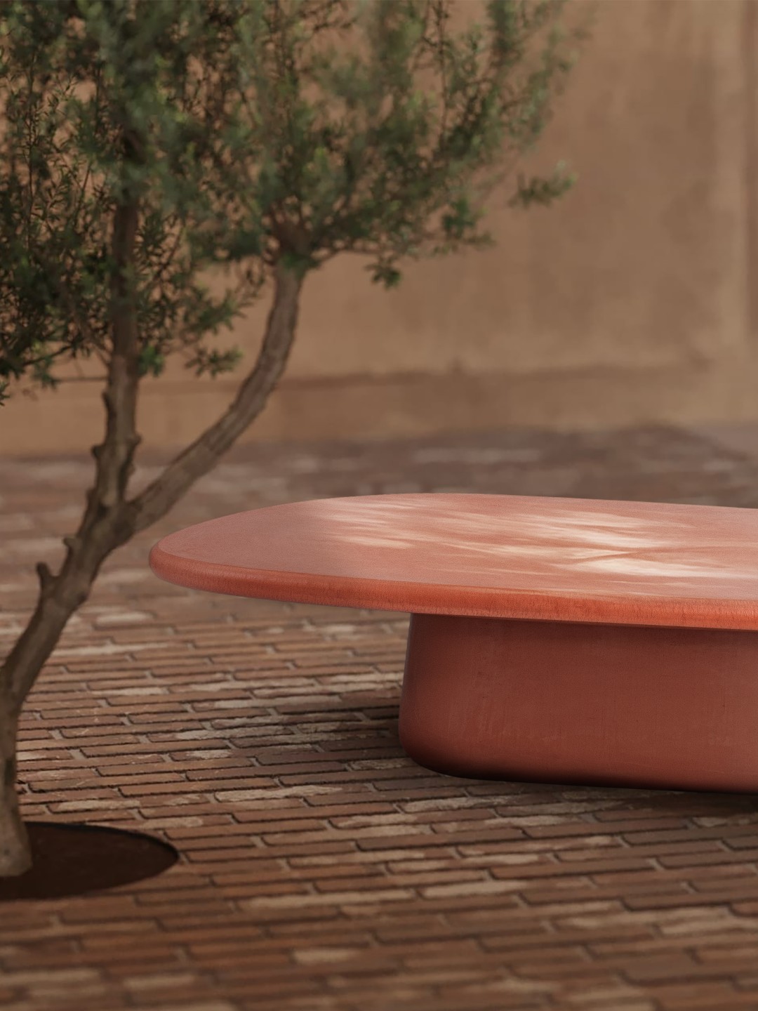Zuri Coffee Table Terracotta Insitu Orange Tallira Furniture, for indoor/outdoor use by Muundo