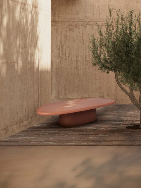 Zuri Coffee Table Terracotta Insitu Orange Tallira Furniture, for indoor/outdoor use by Muundo